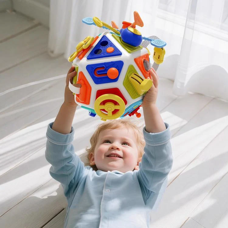 Baby Busy Board Cube Toys 22-in-1 Montessori Sensory Early Education Toy(Coffee) - Image 11