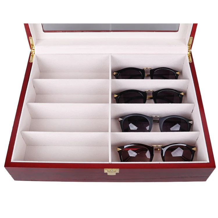 Baked Paint 8-Bit Glasses Case High-End Sunglasses Storage Display Outer Wooden Box - Image 3