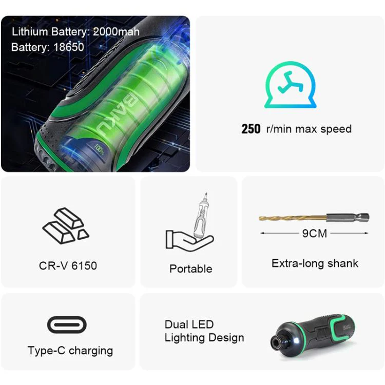 BAKU 41-In-1 Electric Screwdriver Set With USB-C Charging & Dual LED Lights For Home Repair, Electronics(BA-0001) - Image 3