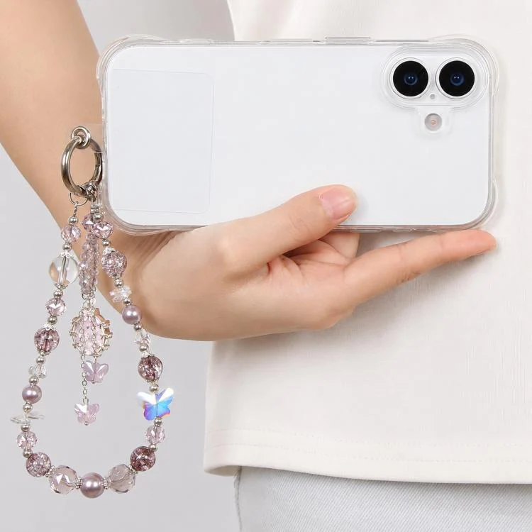 Ballet Dancer Pendant Beaded Phone Charm Wrist Strap with Tether Pad for Women Girls(White) - Image 7