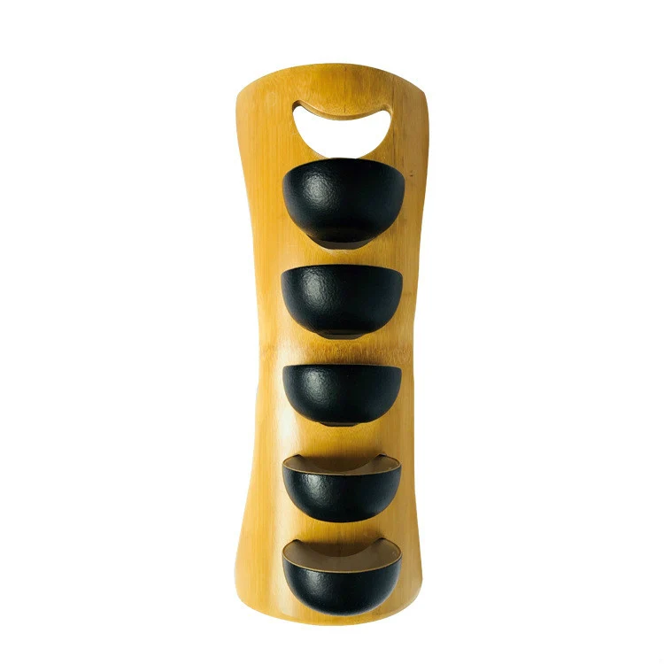 Bamboo Tea Cup Holder Drain Stand - Image 3
