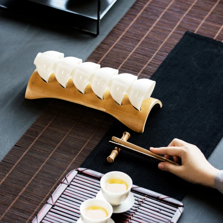 Bamboo Tea Cup Holder Drain Stand - Image 7