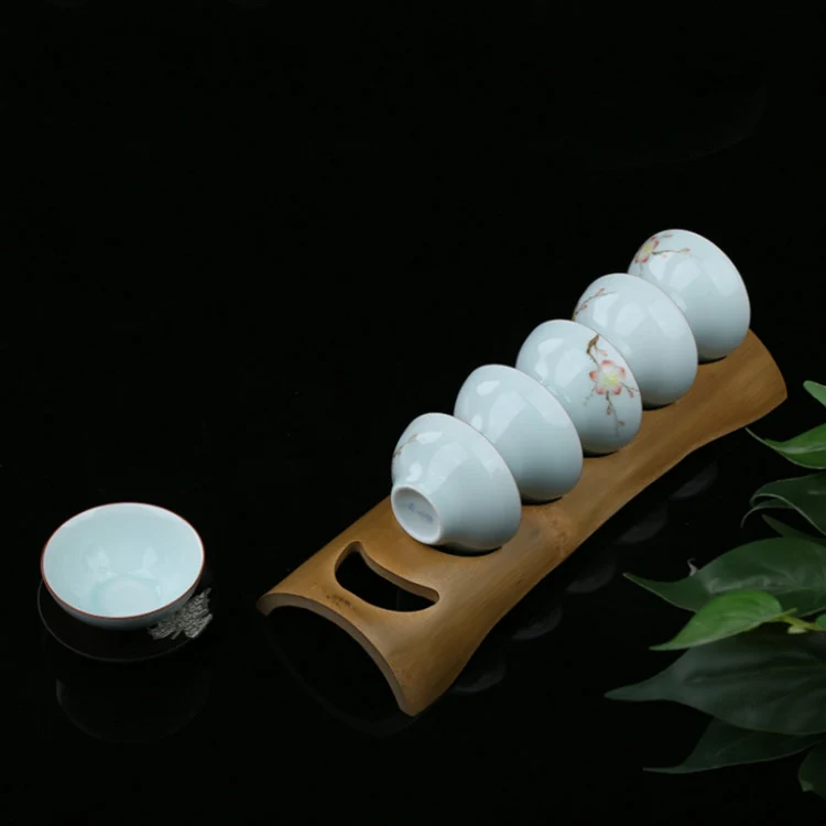 Bamboo Tea Cup Holder Drain Stand - Image 9