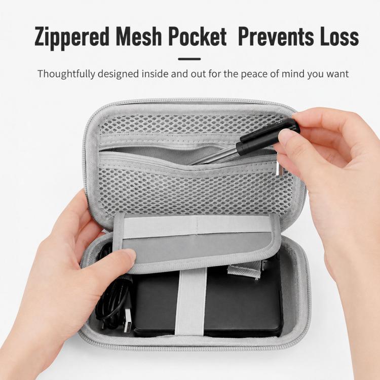 Baona BN-F007 Hard EVA External Hard Drive Case Shockproof Power Bank Organizer Electronic Travel Bag, Spec: Large Gray - Image 4