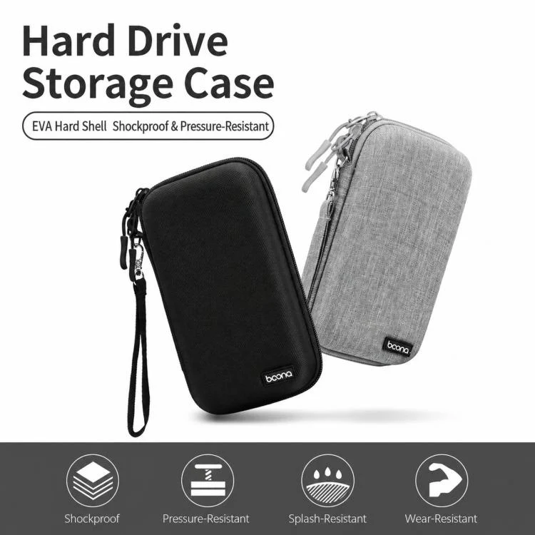 Baona BN-F007 Hard EVA External Hard Drive Case Shockproof Power Bank Organizer Electronic Travel Bag, Spec: Small Black - Image 2