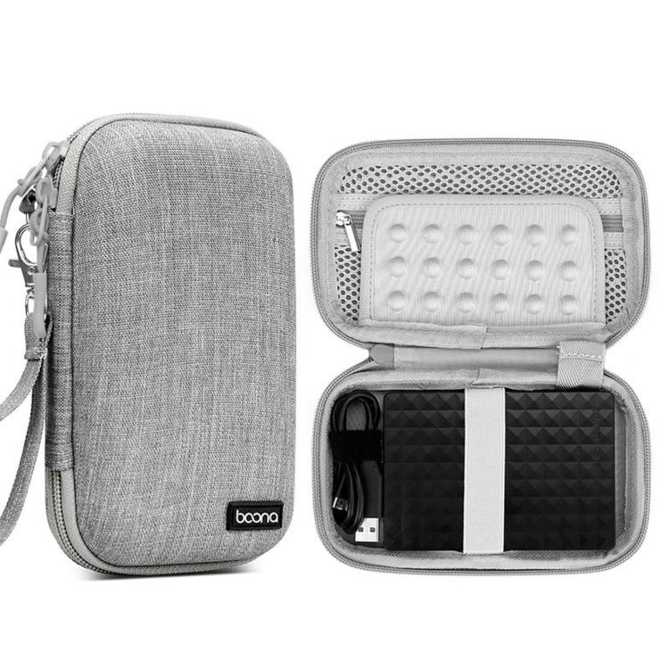 Baona BN-F007 Hard EVA External Hard Drive Case Shockproof Power Bank Organizer Electronic Travel Bag, Spec: Small Gray