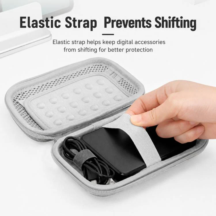 Baona BN-F007 Hard EVA External Hard Drive Case Shockproof Power Bank Organizer Electronic Travel Bag, Spec: Small Gray - Image 3