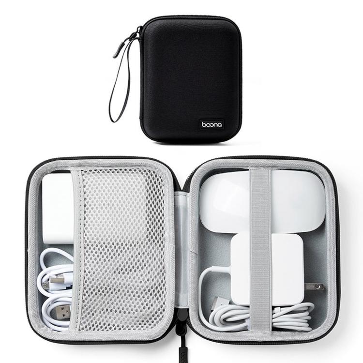 Baona BN-F015 Hard EVA Power Adapter Case Shockproof Mouse Electronics Organizer Cable Travel Pouch(Black)