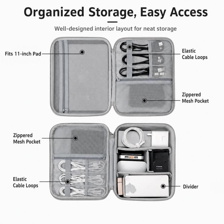 Baona BN-F029 Hard EVA Electronic Organizer Travel Case Double Layer Tech Bag(Black) - Image 3