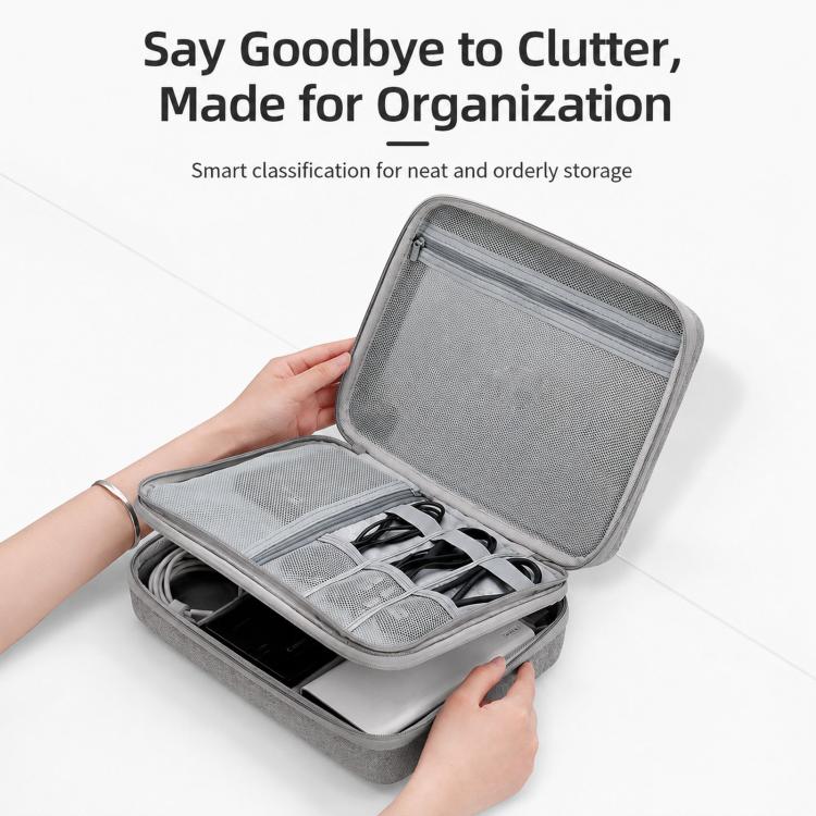 Baona BN-F029 Hard EVA Electronic Organizer Travel Case Double Layer Tech Bag(Black) - Image 4