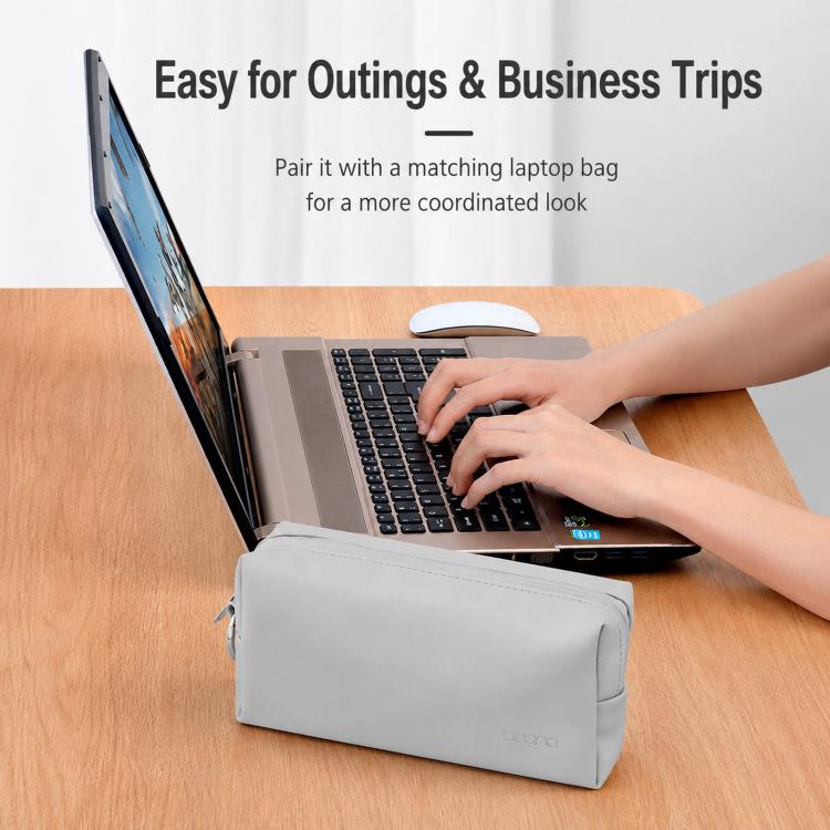 Baona BN-Q003 Large Laptop Power Adapter Charger Mouse Electronics Organizer Pouch PU Leather Travel Tech Case(Sky Blue) - Image 7