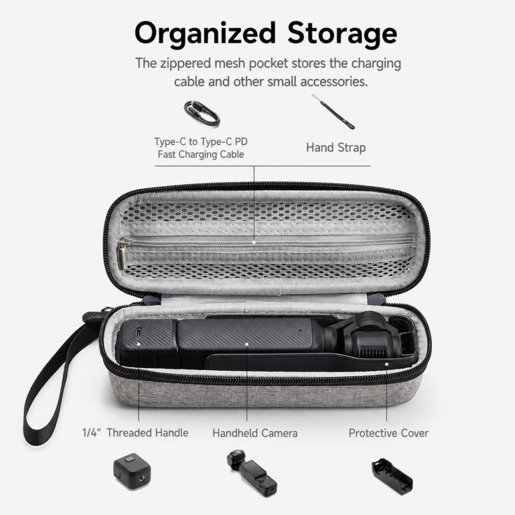 Baona FD006 For DJI Osmo Pocket 3 Hard EVA Case Action Camera Protective Travel Pouch, Spec: Upgraded Black+Lanyard - Image 2