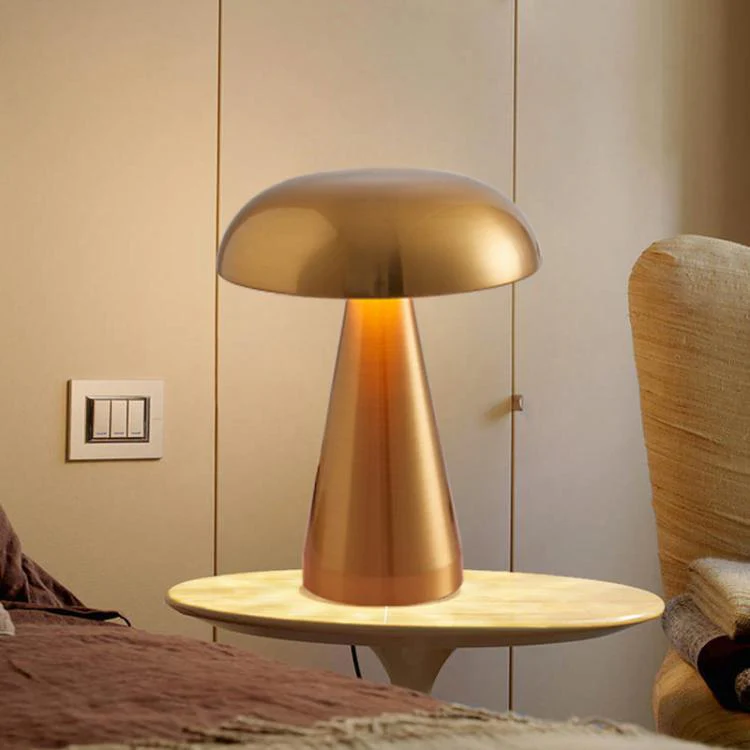 Bar Restaurant Table Lamp Bedside Atmosphere Rechargeable Mushroom Lamp Dimmable Night Light(Gold) - Image 3