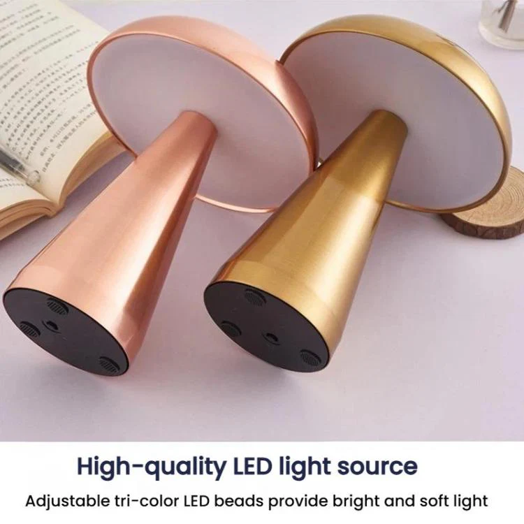 Bar Restaurant Table Lamp Bedside Atmosphere Rechargeable Mushroom Lamp Dimmable Night Light(Gold) - Image 5