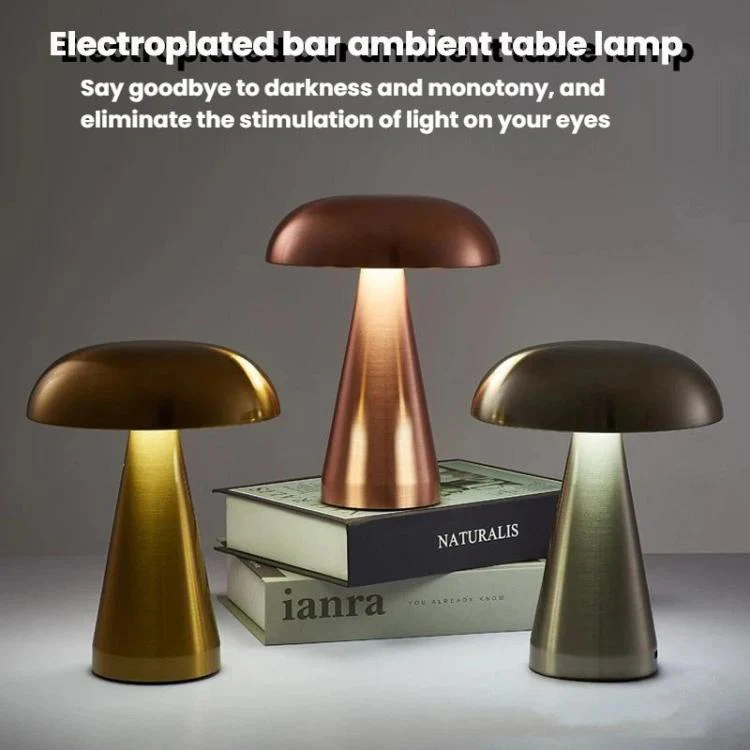 Bar Restaurant Table Lamp Bedside Atmosphere Rechargeable Mushroom Lamp Dimmable Night Light(Silver) - Image 2