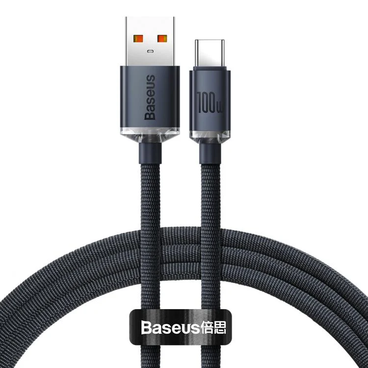 Baseus Crystal Shine Series Fast Charging Cable USB to Type-C 100W Cable, Length:1.2m(Black)