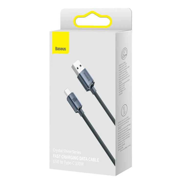 Baseus Crystal Shine Series Fast Charging Cable USB to Type-C 100W Cable, Length:1.2m(Black) - Image 3