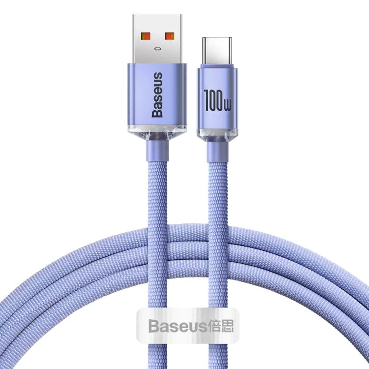 Baseus Crystal Shine Series Fast Charging Cable USB to Type-C 100W Cable, Length:1.2m(Purple)