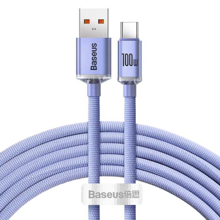 Baseus Crystal Shine Series Fast Charging Cable USB to Type-C 100W Cable, Length:2m(Purple)