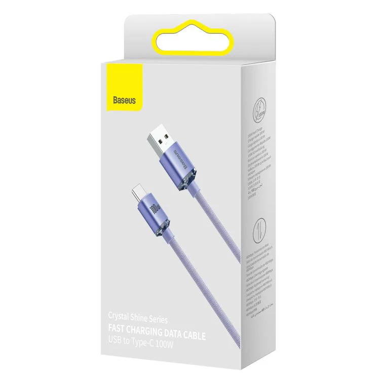 Baseus Crystal Shine Series Fast Charging Cable USB to Type-C 100W Cable, Length:2m(Purple) - Image 3