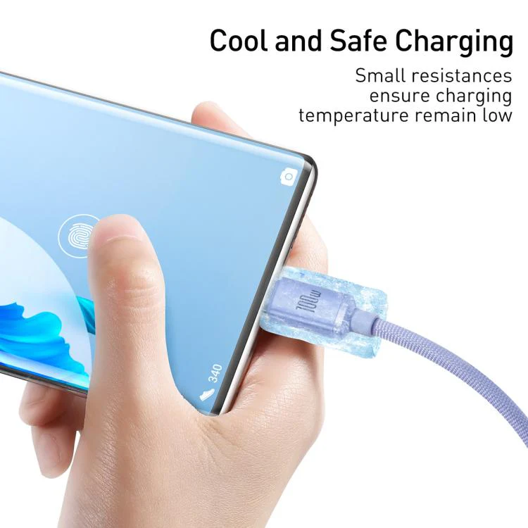 Baseus Crystal Shine Series Fast Charging Cable USB to Type-C 100W Cable, Length:2m(Purple) - Image 6