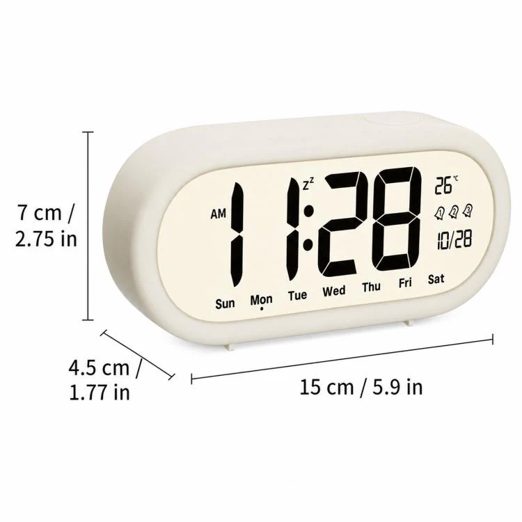 Battery Operated Digital Alarm Clock Loud Bedside Clock with 3 Alarm Settings, Temperature Date and Backlight Snooze(Blue) - Image 7