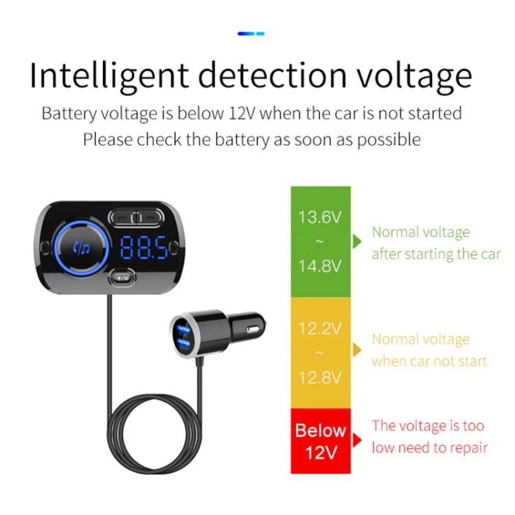 BC49BQ Car Digital Radio Receiver Bluetooth MP3 Player FM Transmitter Voice Assistant QC3.0 Quick Charger - Image 12