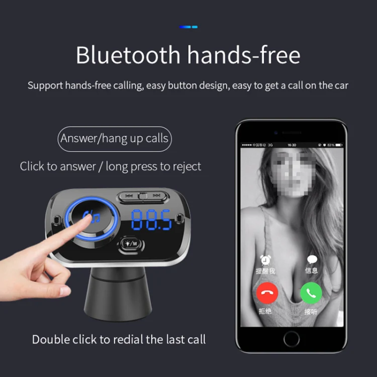BC49BQ Car Digital Radio Receiver Bluetooth MP3 Player FM Transmitter Voice Assistant QC3.0 Quick Charger - Image 13