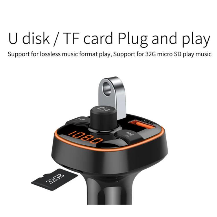 BC52 QC3.0 Fast Charging Car Colorful Atmosphere Light Bluetooth MP3 Player FM Transmitter - Image 4
