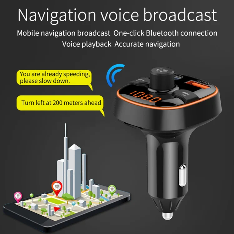 BC52 QC3.0 Fast Charging Car Colorful Atmosphere Light Bluetooth MP3 Player FM Transmitter - Image 7