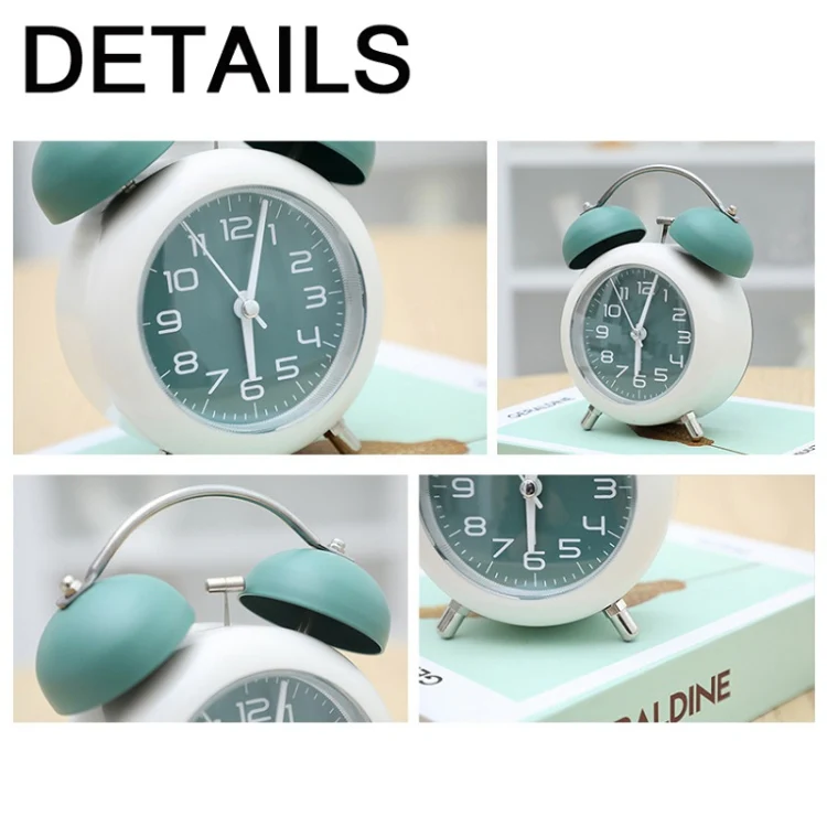 Bedroom Desktop Metal Digital Mechanical Alarm Clock Living Room Silent Clock With Night Light(Coffee Color) - Image 4