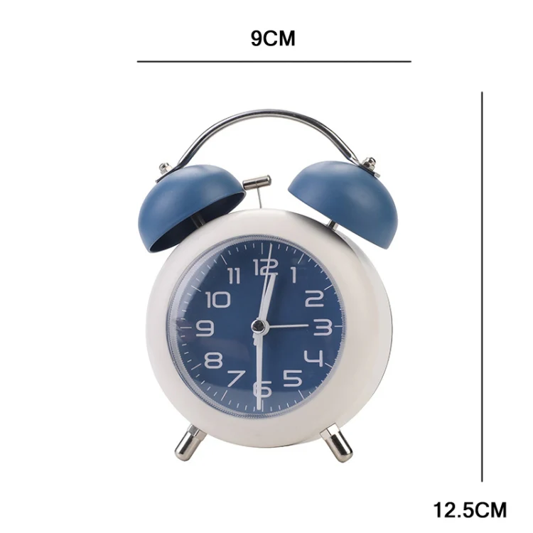 Bedroom Desktop Metal Digital Mechanical Alarm Clock Living Room Silent Clock With Night Light(Pink) - Image 3