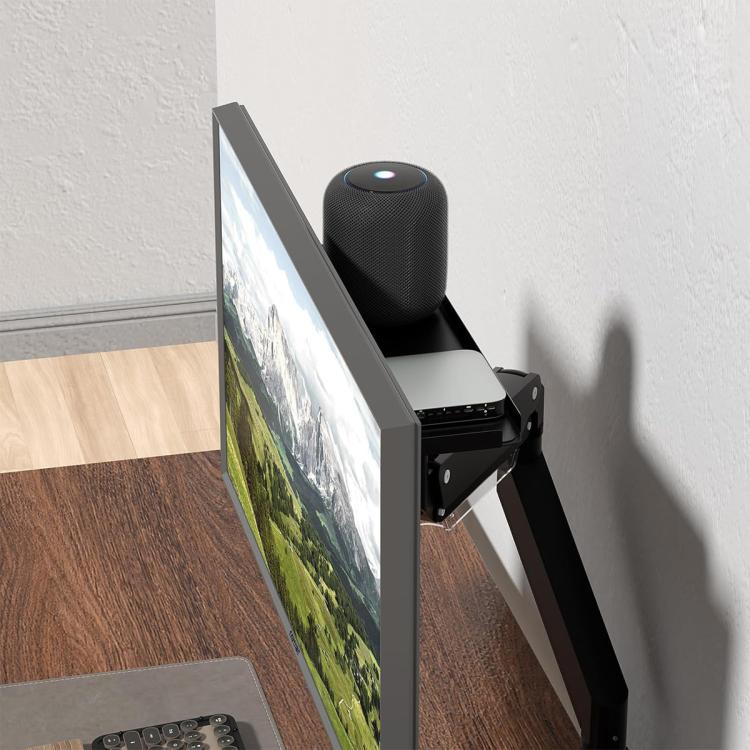 Behind The Monitor Organizer Shelf VESA Mount Tray Hidden Storage for Mini PC, Headphones & Speakers(Black) - Image 2