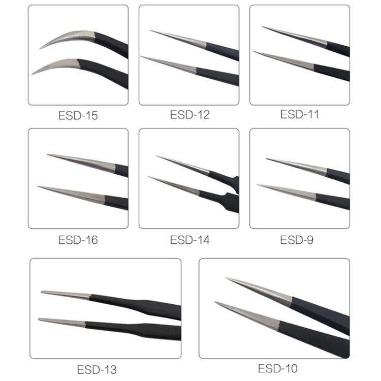 BEST BST-09 Precision Anti-static ESD Stainless Steel Tweezers - Image 4