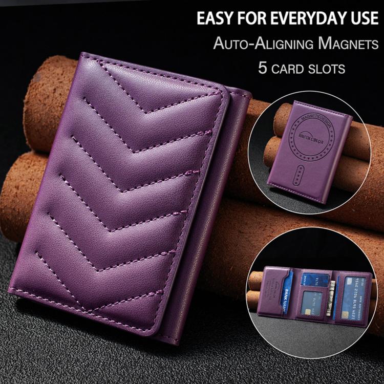BFK36 Magnetic V-shaped Mobile Phone Holder RFID Card Slots(Purple) - Image 4