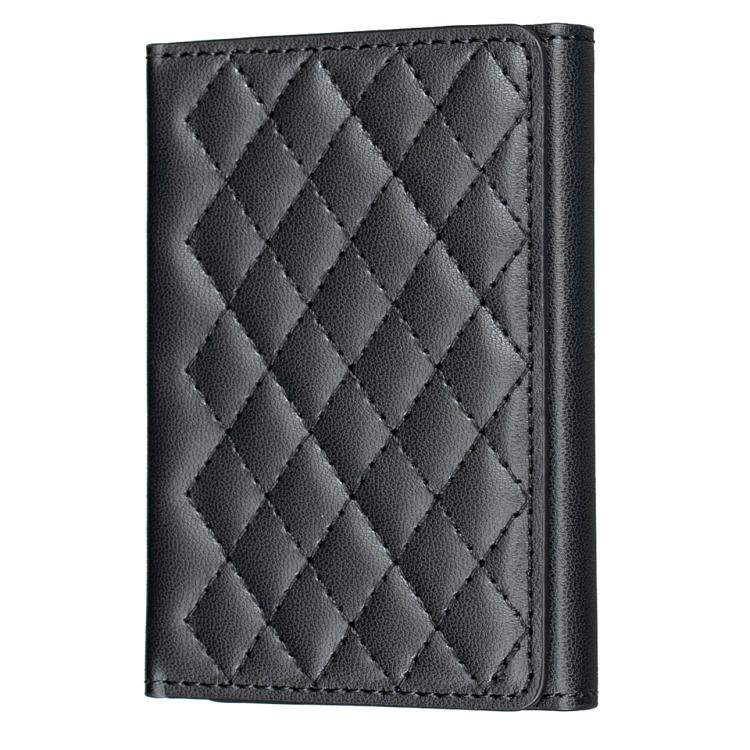 BFK37 Magnetic Rhombus Lattice Mobile Phone Holder RFID Card Slots(Black) - Image 2