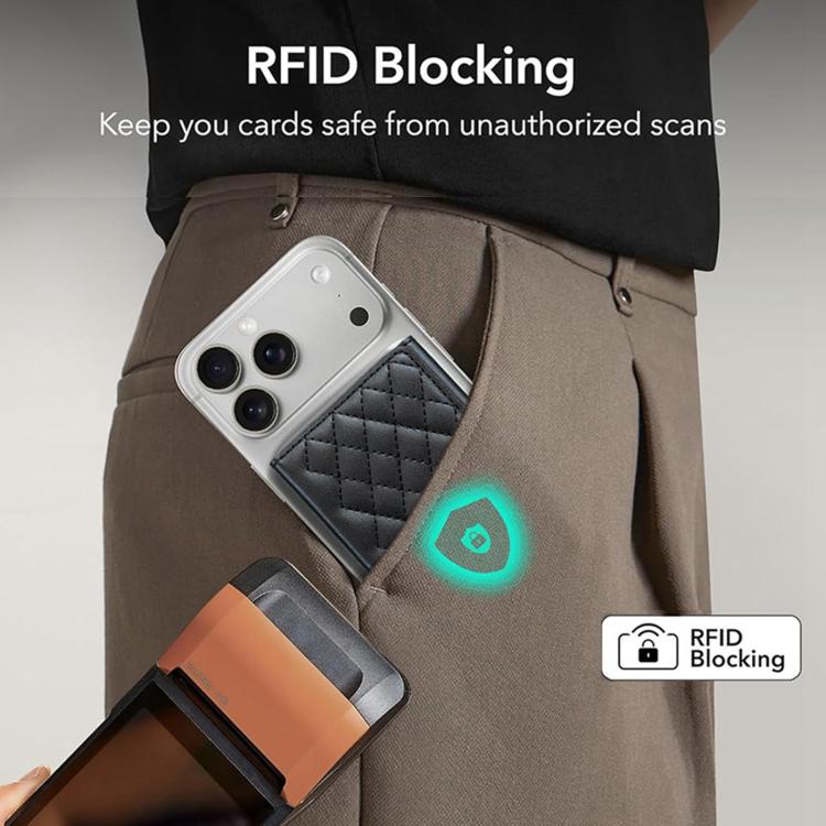 BFK37 Magnetic Rhombus Lattice Mobile Phone Holder RFID Card Slots(Black) - Image 7