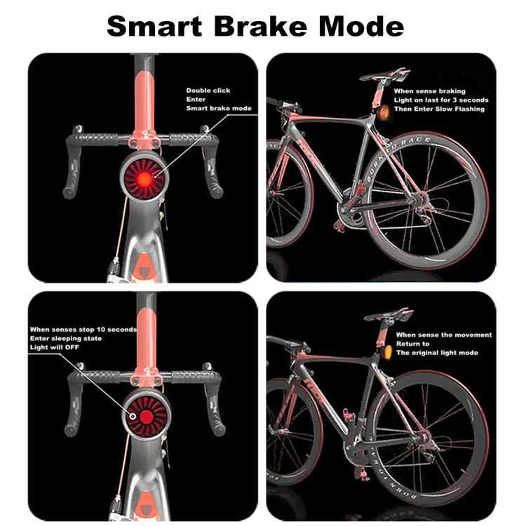Bicycle Smart Sensor Brake Light USB Tail Light Warning Light(Blue) - Image 4