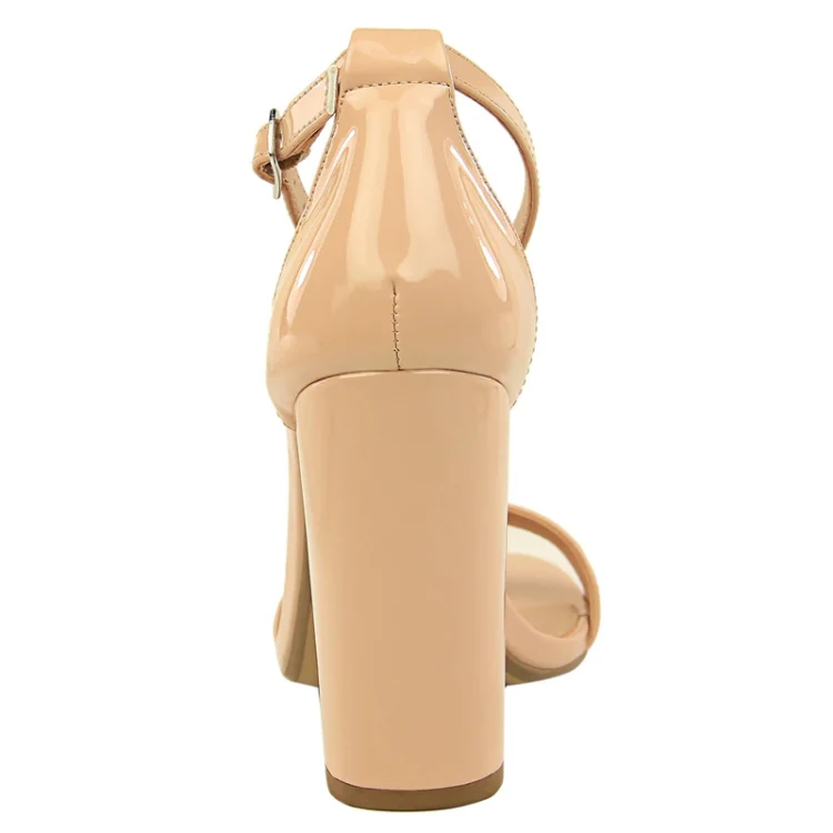 BIGTREE Women Shoes Summer High Heels Simple Chunky Sexy Nightclub Ankle Strap Sandals, Size: 36(Nude) - Image 6