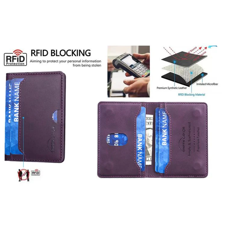 BINFEN COLOR BFK39 Calf Texture Vegan Leather Magnetic Wallet Card Holder(Deep Purple) - Image 3