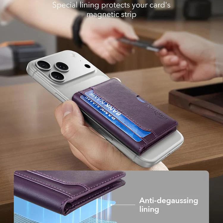 BINFEN COLOR BFK39 Calf Texture Vegan Leather Magnetic Wallet Card Holder(Deep Purple) - Image 5