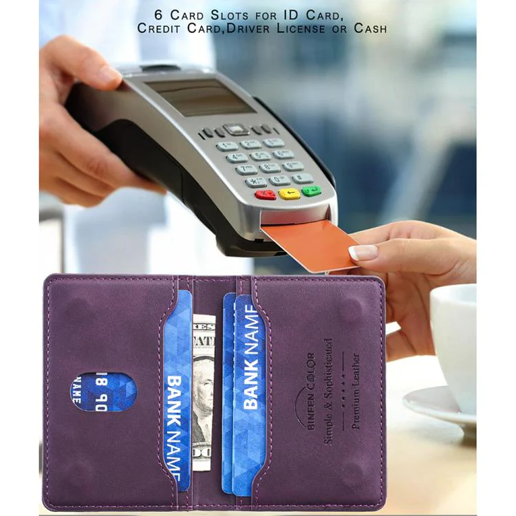 BINFEN COLOR BFK39 Calf Texture Vegan Leather Magnetic Wallet Card Holder(Deep Purple) - Image 7