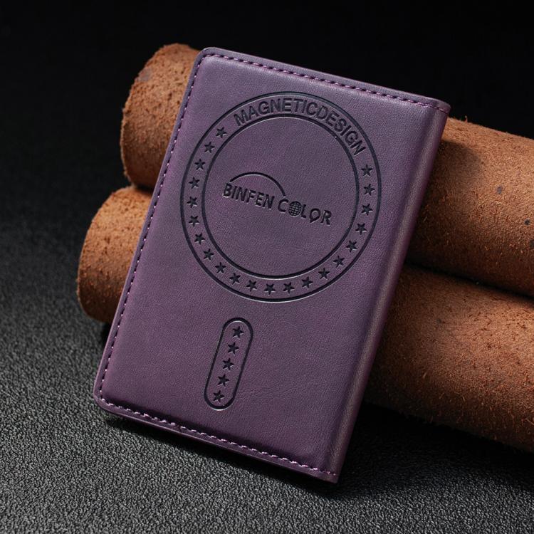 BINFEN COLOR BFK39 Calf Texture Vegan Leather Magnetic Wallet Card Holder(Deep Purple) - Image 9