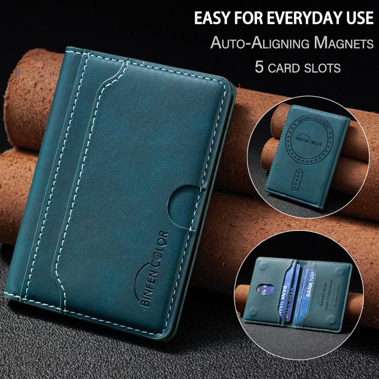 BINFEN COLOR BFK39 Calf Texture Vegan Leather Magnetic Wallet Card Holder(Green) - Image 10