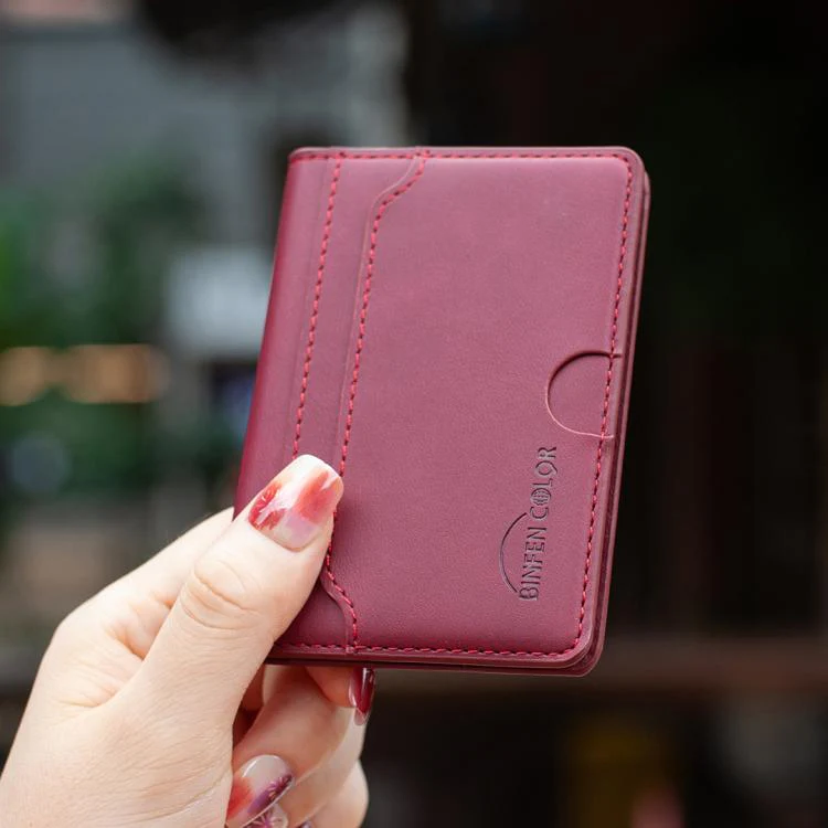 BINFEN COLOR BFK39 Calf Texture Vegan Leather Magnetic Wallet Card Holder(Rose Red) - Image 8