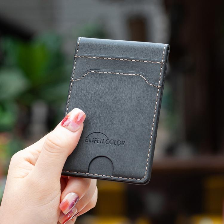 BINFEN COLOR BFK40 Calf Texture Vegan Leather Magnetic Wallet Card Holder(Black) - Image 10