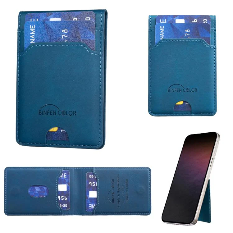 BINFEN COLOR BFK40 Calf Texture Vegan Leather Magnetic Wallet Card Holder(Deep Blue) - Image 2