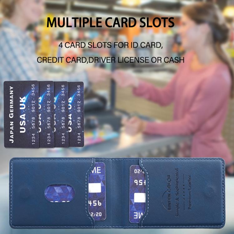 BINFEN COLOR BFK40 Calf Texture Vegan Leather Magnetic Wallet Card Holder(Deep Blue) - Image 7