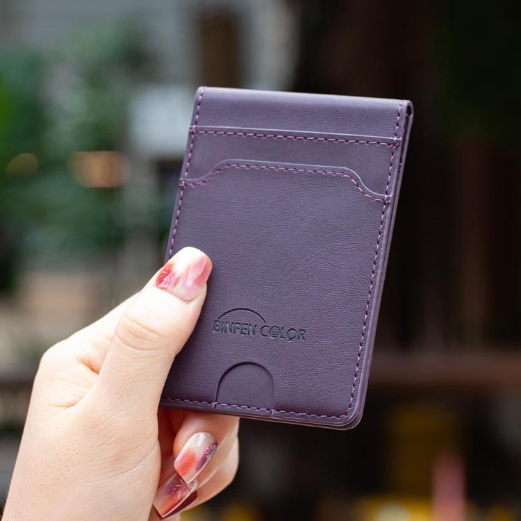 BINFEN COLOR BFK40 Calf Texture Vegan Leather Magnetic Wallet Card Holder(Deep Purple) - Image 10