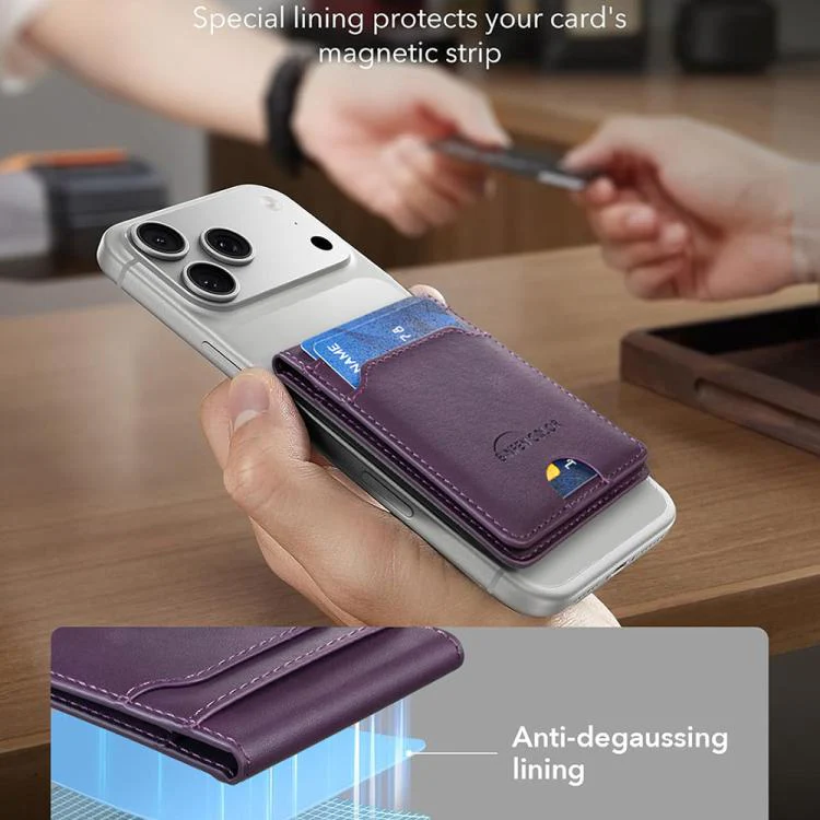 BINFEN COLOR BFK40 Calf Texture Vegan Leather Magnetic Wallet Card Holder(Deep Purple) - Image 6